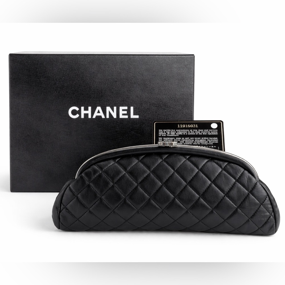 Chanel Timeless Clutch Quilted Lambskin with Box and Authenticity card.